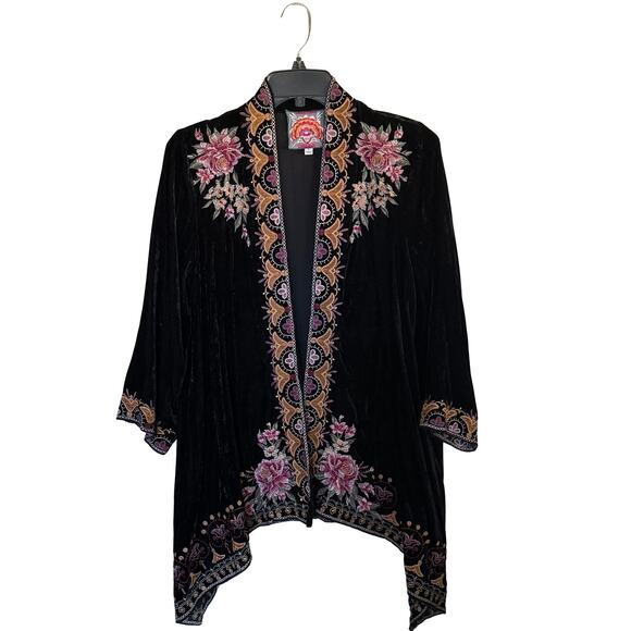 Johnny Was Velvet Embroidery Kimono - Picture 1 of 8